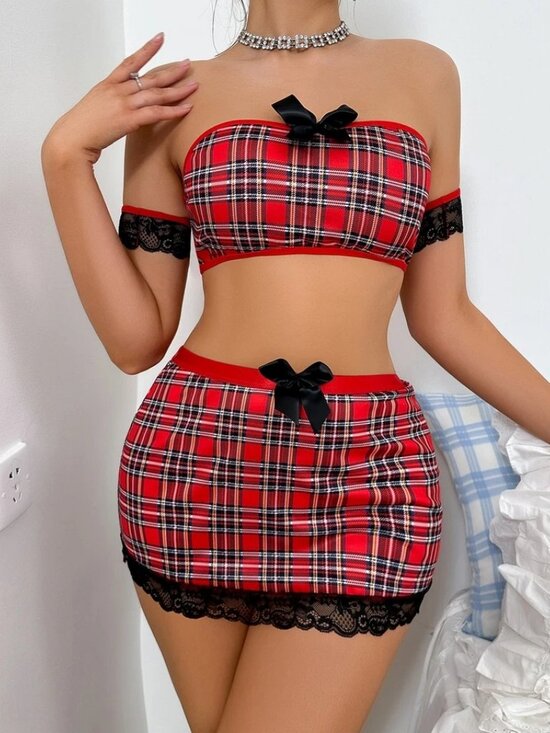 1TO3 Dresses & Skirts - Women Sexy Tempting Hot Short Skirt Bustier Set Babydoll Lingerie Tops Skirt Set